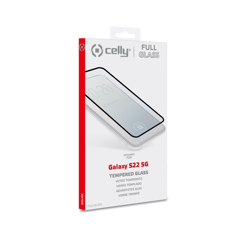Pellicola vetro Celly Samsung S22 5G full glass black FULLGLASS1010BK
