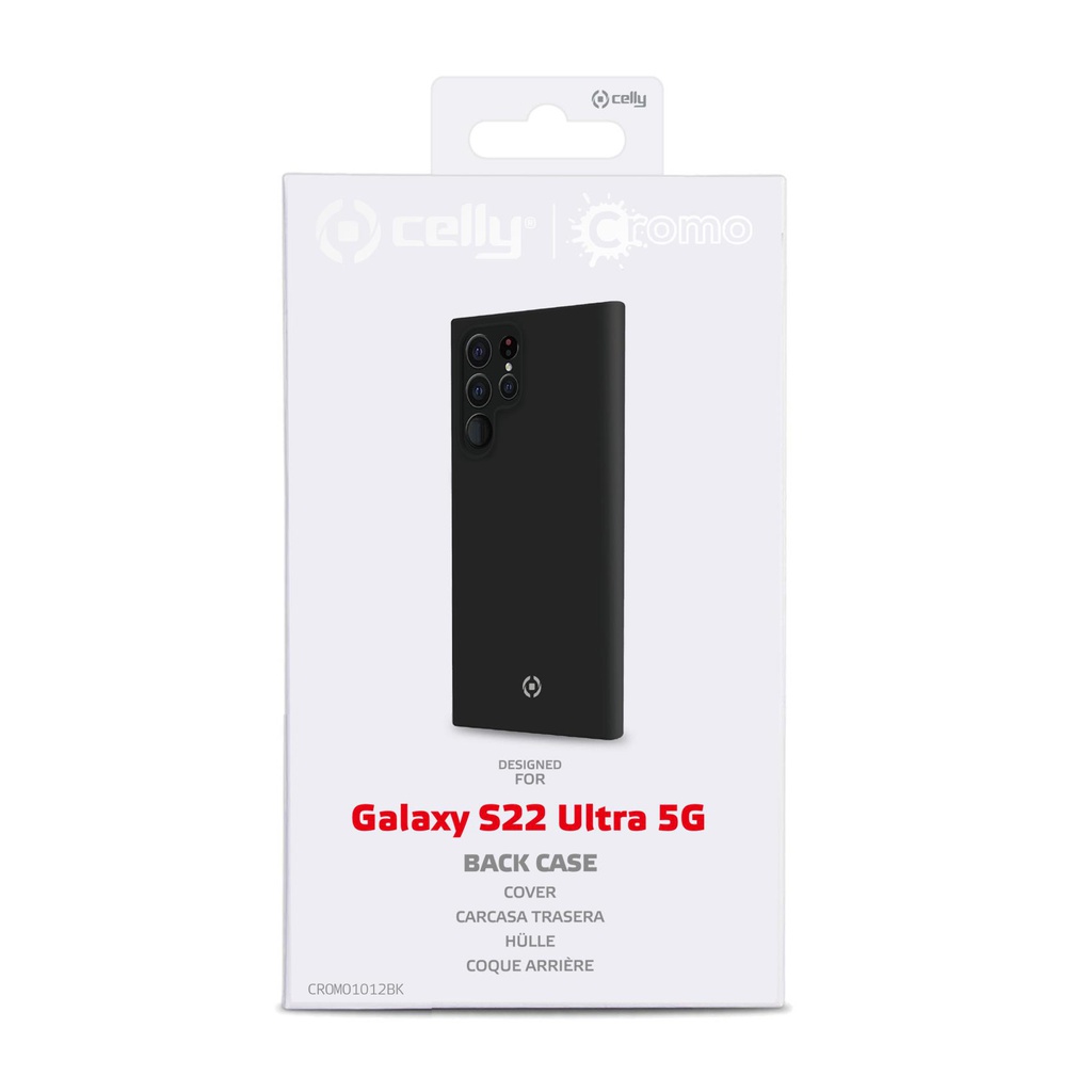 Custodia Celly Samsung S22 Ultra 5G cover cromo black CROMO1012BK