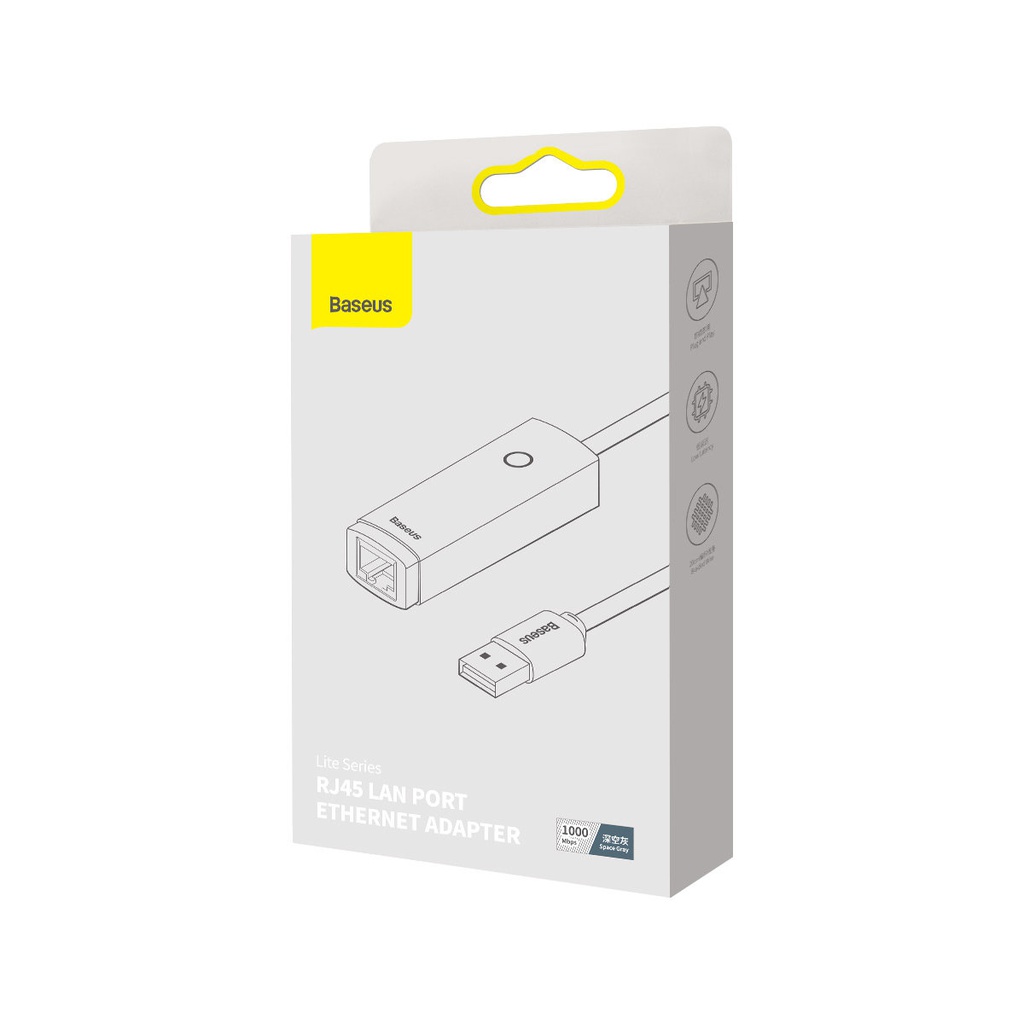 Baseus adattatore USB Gigabit RJ45 LAN Lite Series external grey WKQX000113