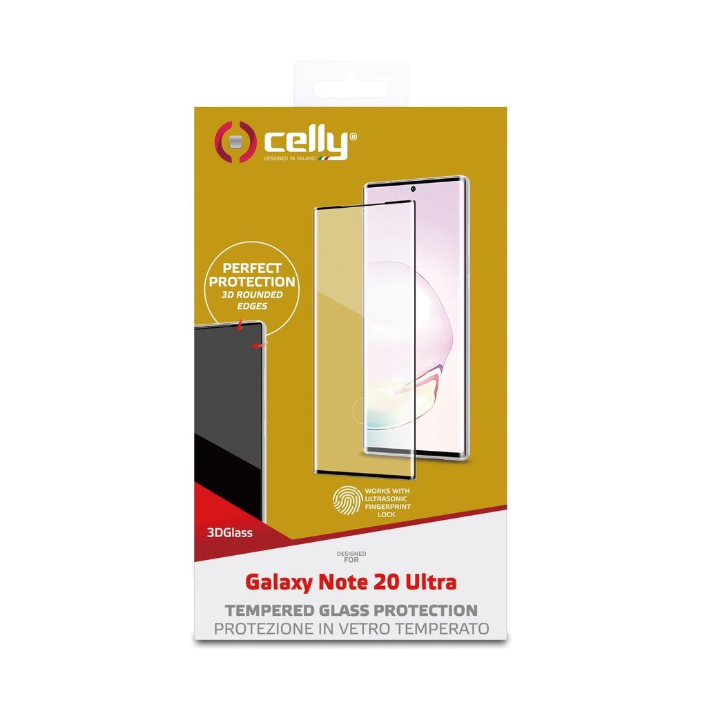Pellicola vetro Celly Samsung Note 20 Plus 3D glass 3DGLASS923BK