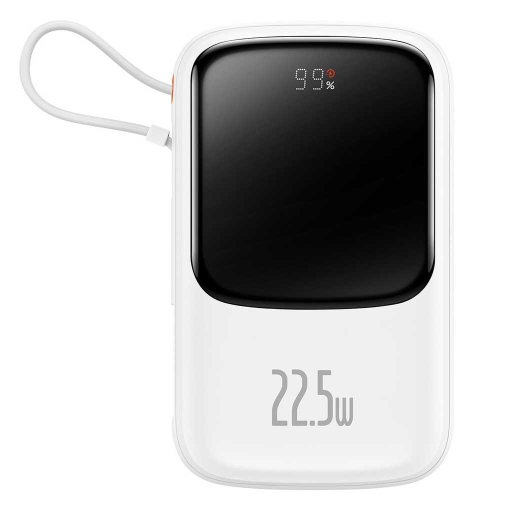 Baseus power bank 10000 mAh 22.5W Qpow Pro con cavo Type-C integrato white PPQD020102
