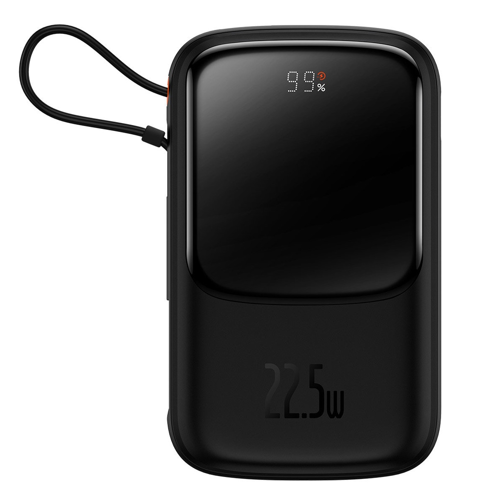 Baseus power bank 10000 mAh 22.5W Qpow Pro con cavo Type-C integrato black PPQD020101