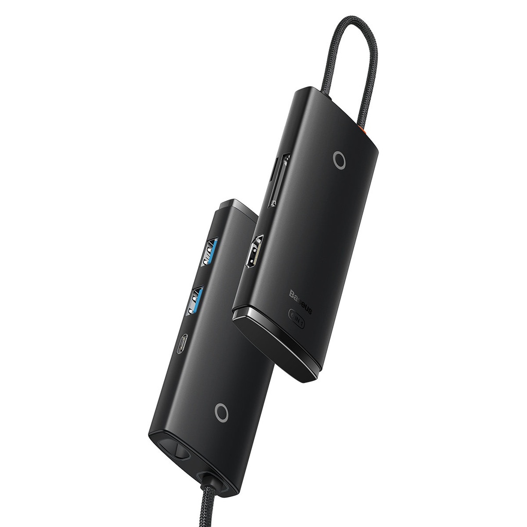 Baseus Hub USB-C 6 in 1 con 2 USB 3.0, 1 HDMI, 1 MicroSD/SD Lite Series black WKQX050101