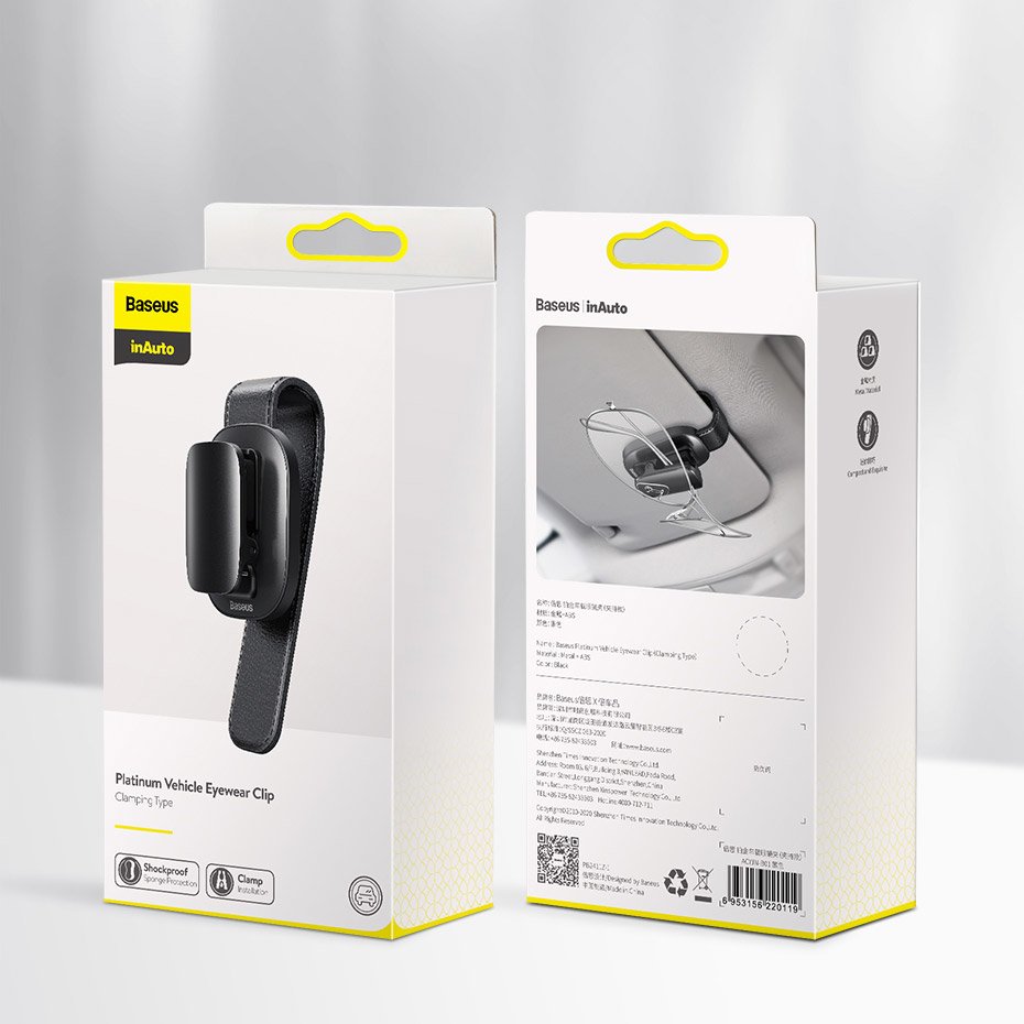 Baseus clip supporto auto per occhiali platinum vehicle eyewear clip black ACYJN-B01