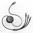 Baseus cavo dati 3in1 retraibile 3.5A 1.2mt Bright Mirror black CAMLT-MJ01