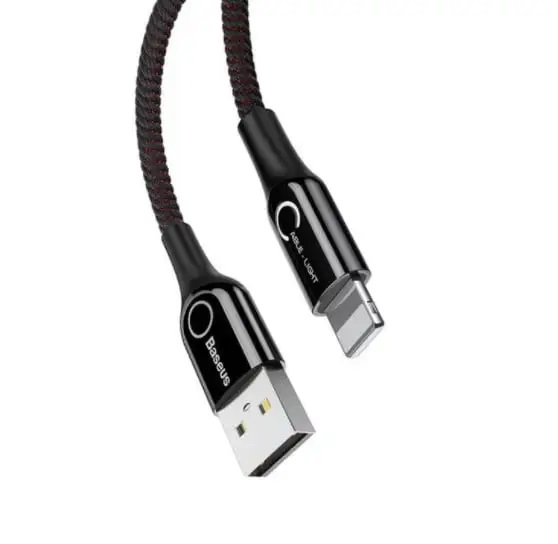 Baseus cavo dati Lightning 2.4A 1mt C-shaped Light Intelligent power-off black CALCD-01
