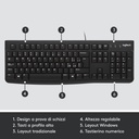 Logitech Tastiera usb nero layout italiano K120 920-002492