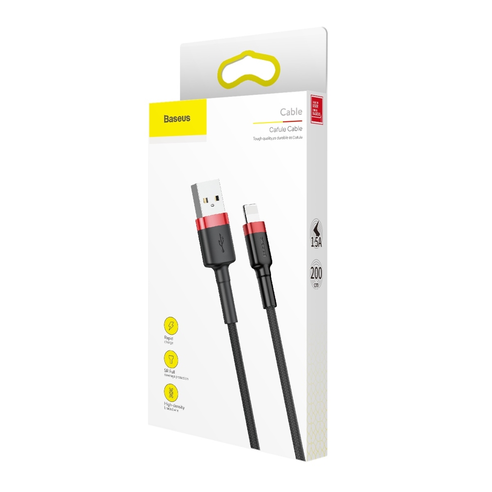 Baseus cavo dati Lightning 1.5A 2mt cafule red black CALKLF-C19