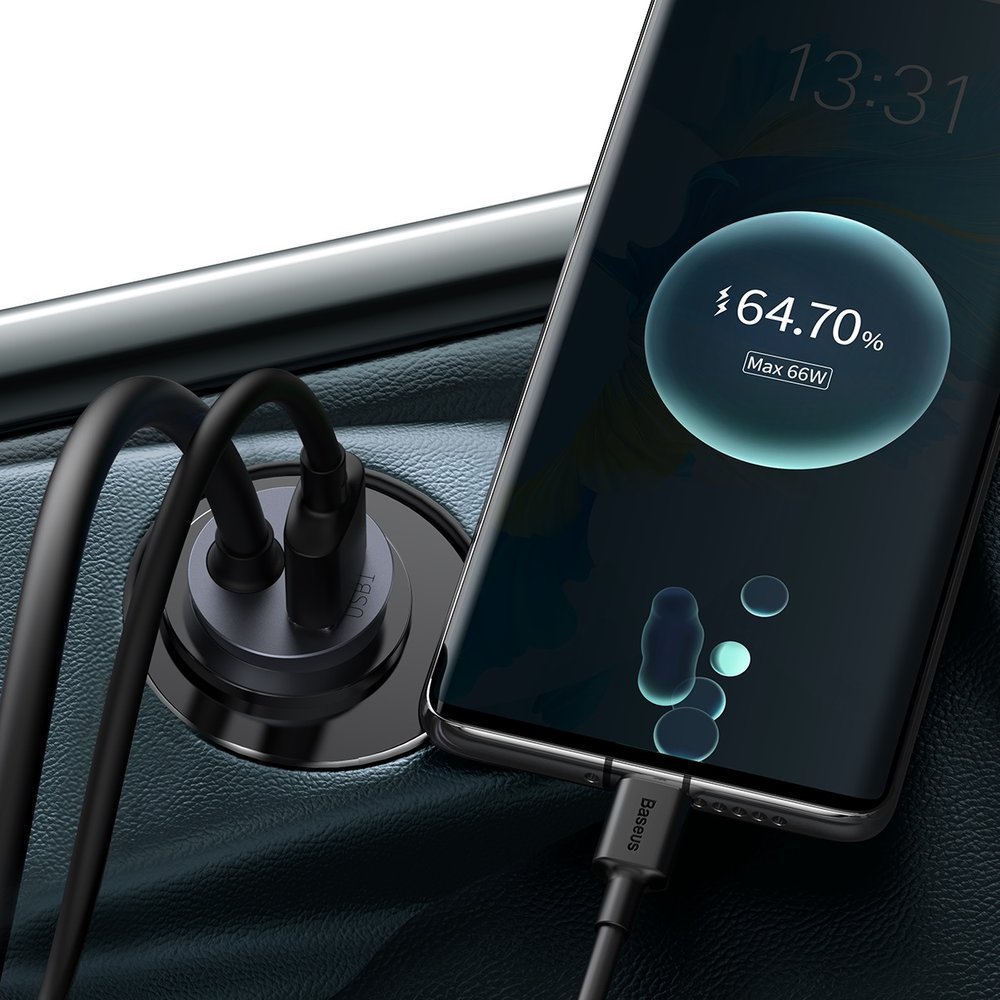 Baseus caricabatteria da auto 120W (3x USB+ USB-C) Share Together grey CCBT-B0G