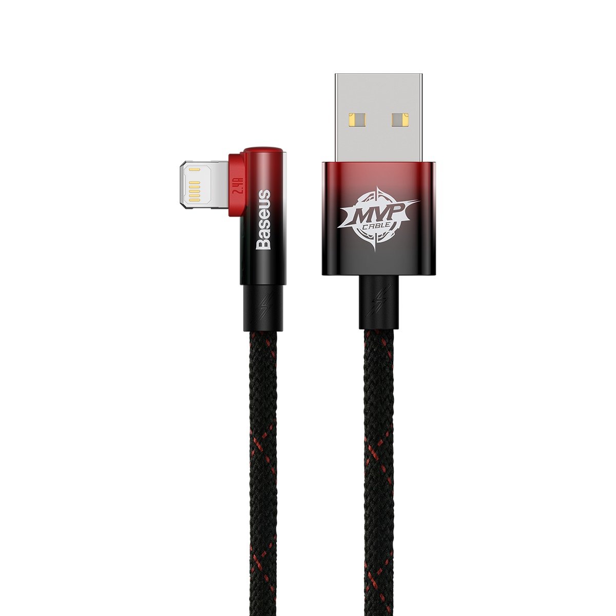 Baseus cavo dati Lightning 2.4A 2mt MVP 2 Elbow-shaped red black CAVP000120