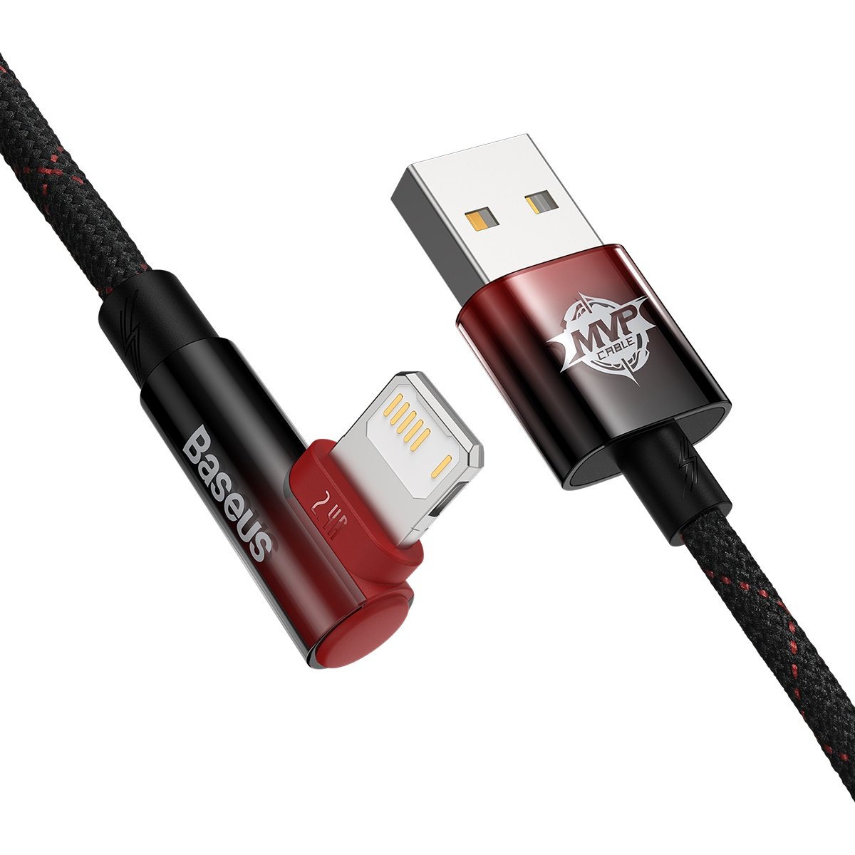 Baseus cavo dati Lightning 2.4A 2mt MVP 2 Elbow-shaped red black CAVP000120