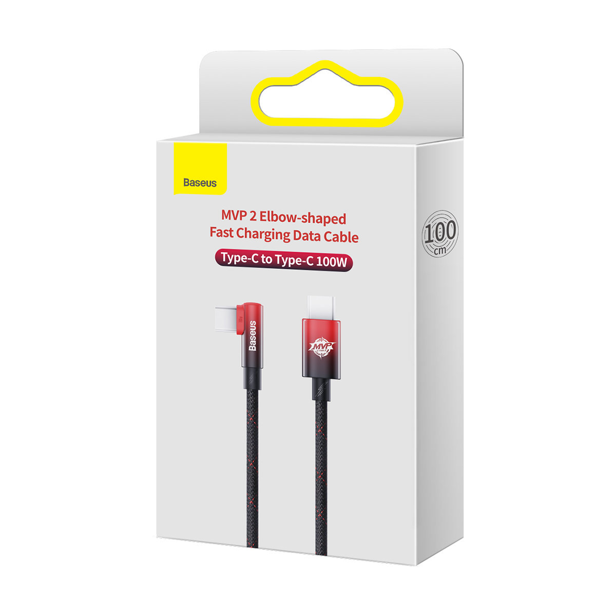 Baseus cavo dati Type-C a Type-C 100W 1mt MVP 2 Elbow-shaped red black CAVP000620