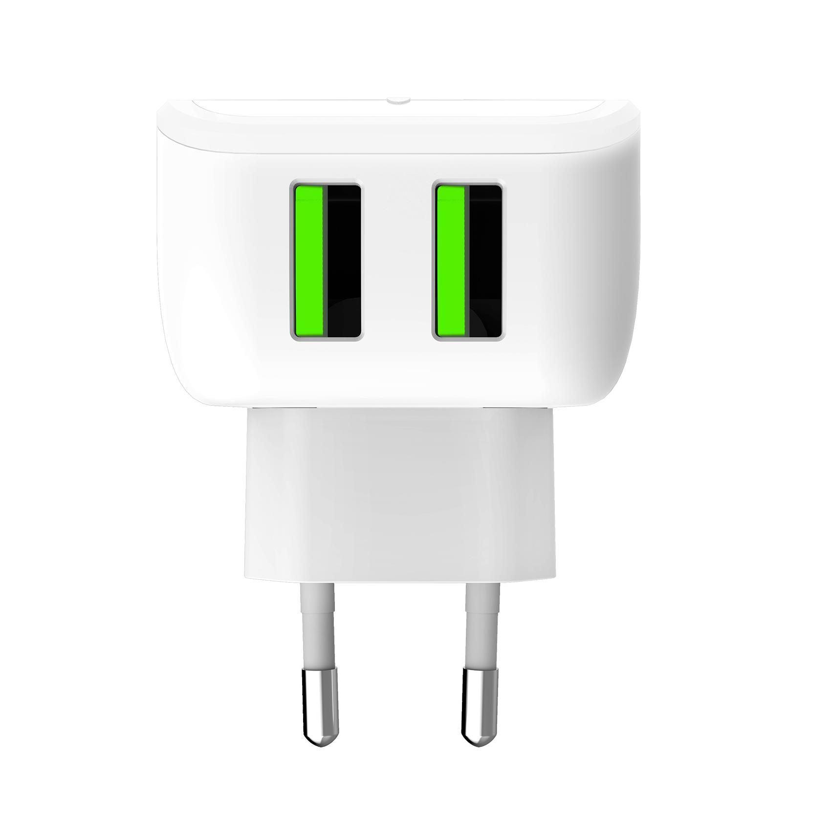 Caricabatteria Celly 12W + 2 porte USB con night light white TC2USBLEDWH