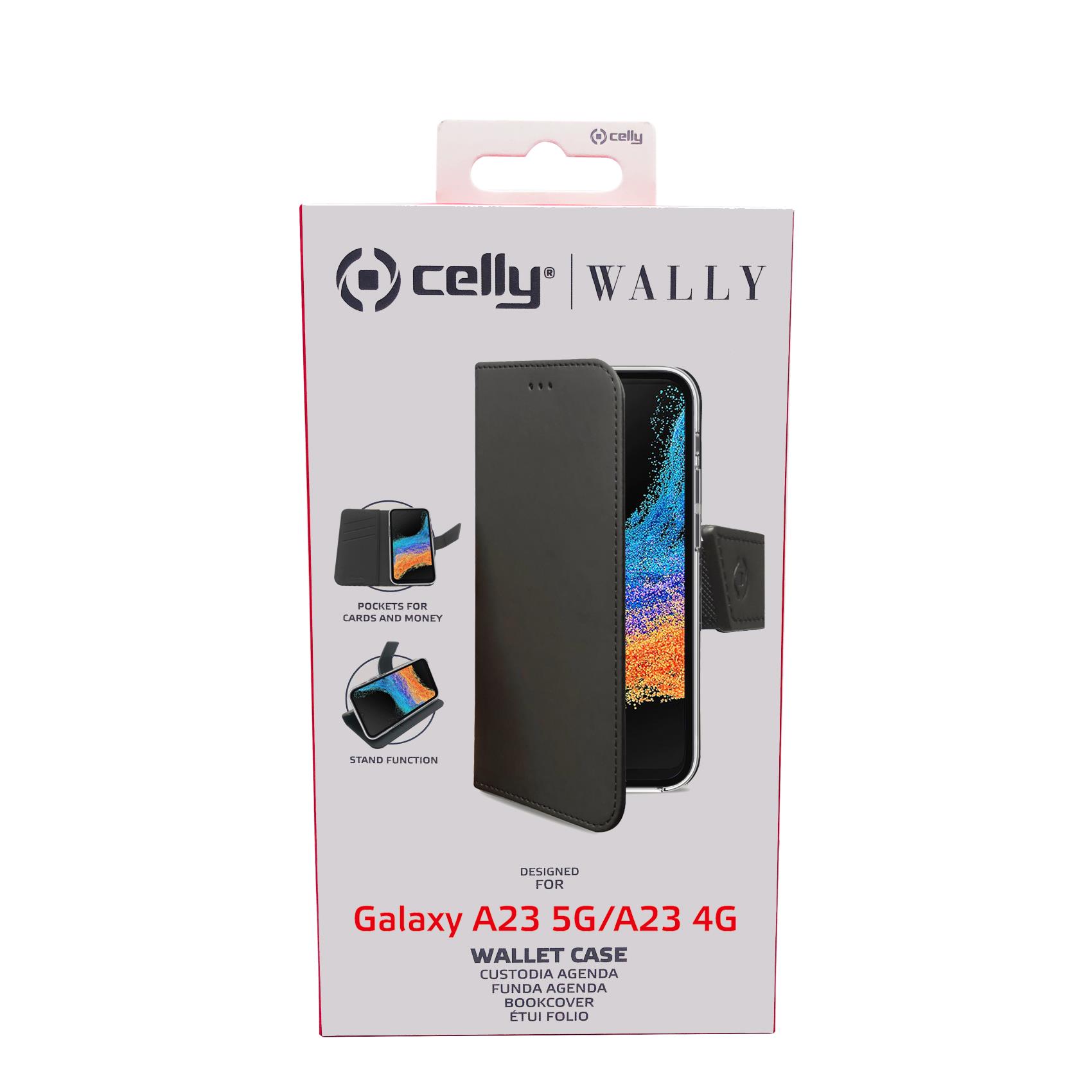 Custodia Celly Samsung A23 4G A23 5G wallet case black WALLY1015