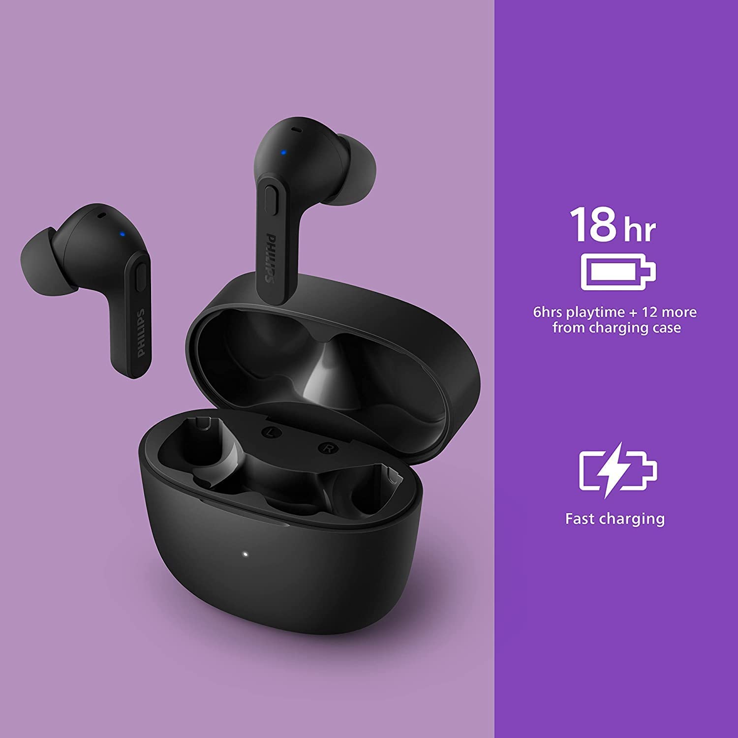 Philips auricolare in-ear true wireless black TAT2236BK/00