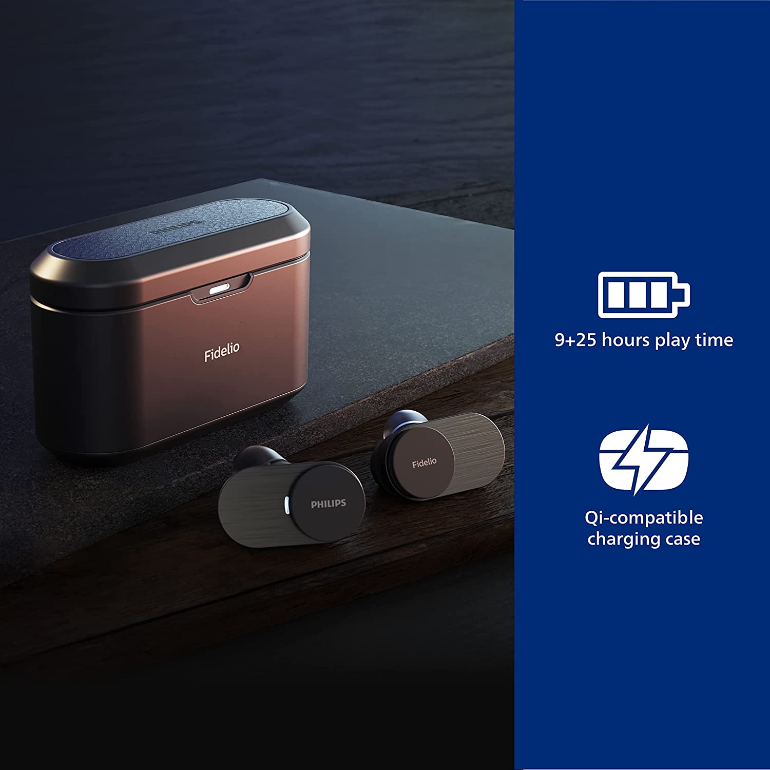 Philips auricolare in-ear true wireless con cancellazione del rumore Fidelio black T1BK/00