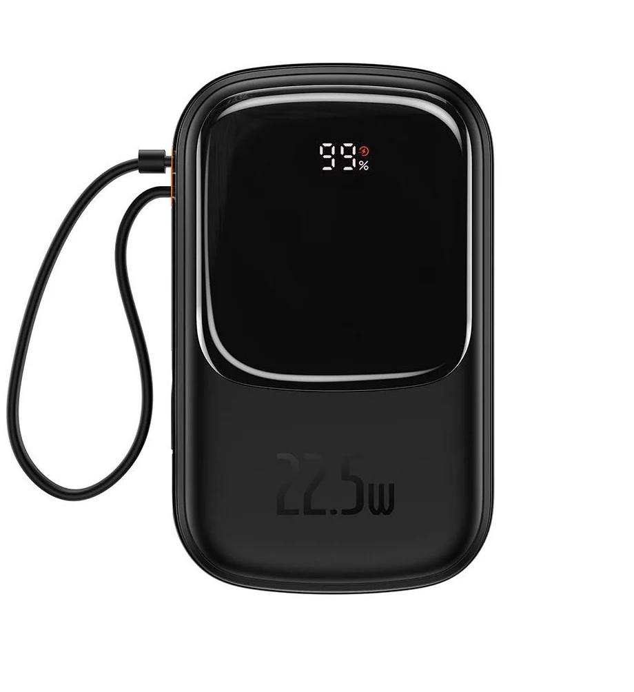 Baseus power bank 20000 mAh 22.5W Qpow Pro con cavo Type-C integrato black PPQD060301