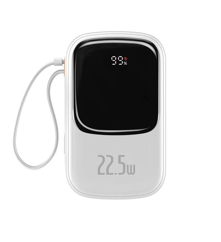 Baseus power bank 20000 mAh 22.5W Qpow Pro con cavo Type-C integrato white PPQD060302