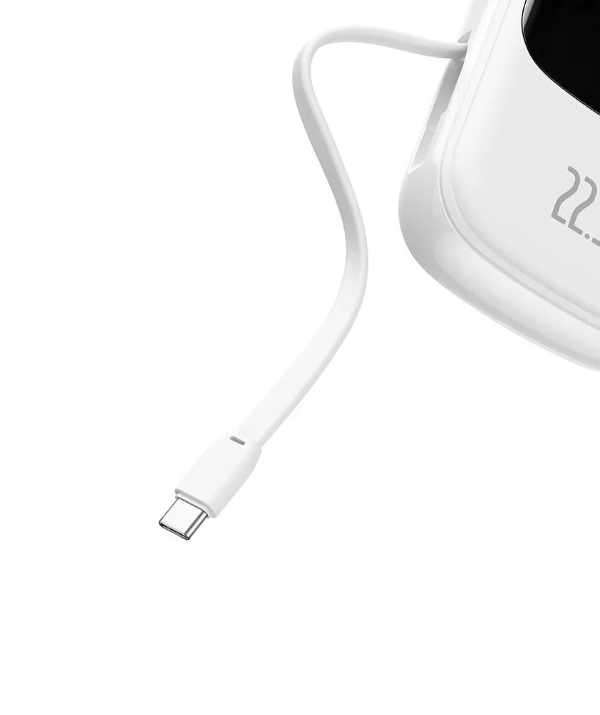 Baseus power bank 20000 mAh 22.5W Qpow Pro con cavo Type-C integrato white PPQD060302