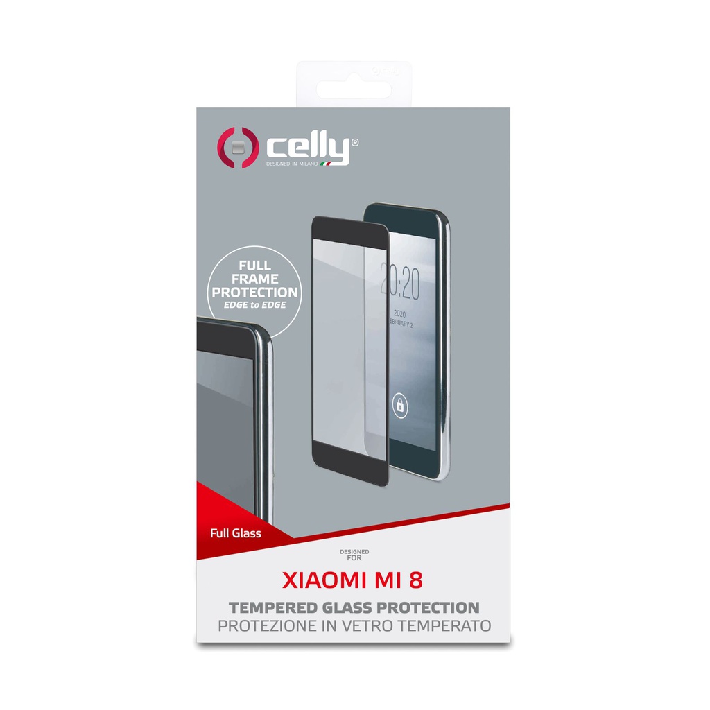 Pellicola vetro Celly Xiaomi Mi 8 Mi 8 Pro full glass FULLGLASS782BK