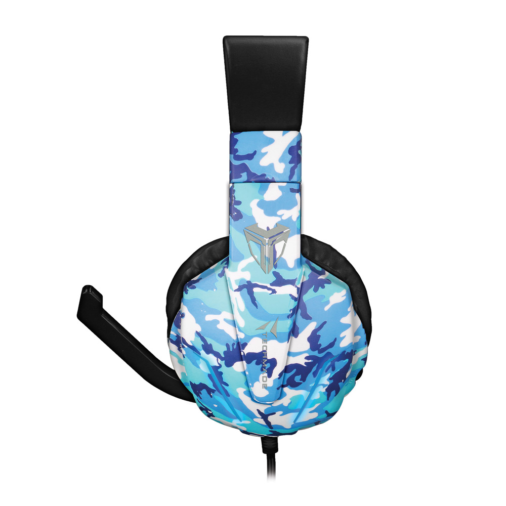 Techmade cuffia gaming per console PC smartphone camouflage blue TM-FL1-CAMBLU