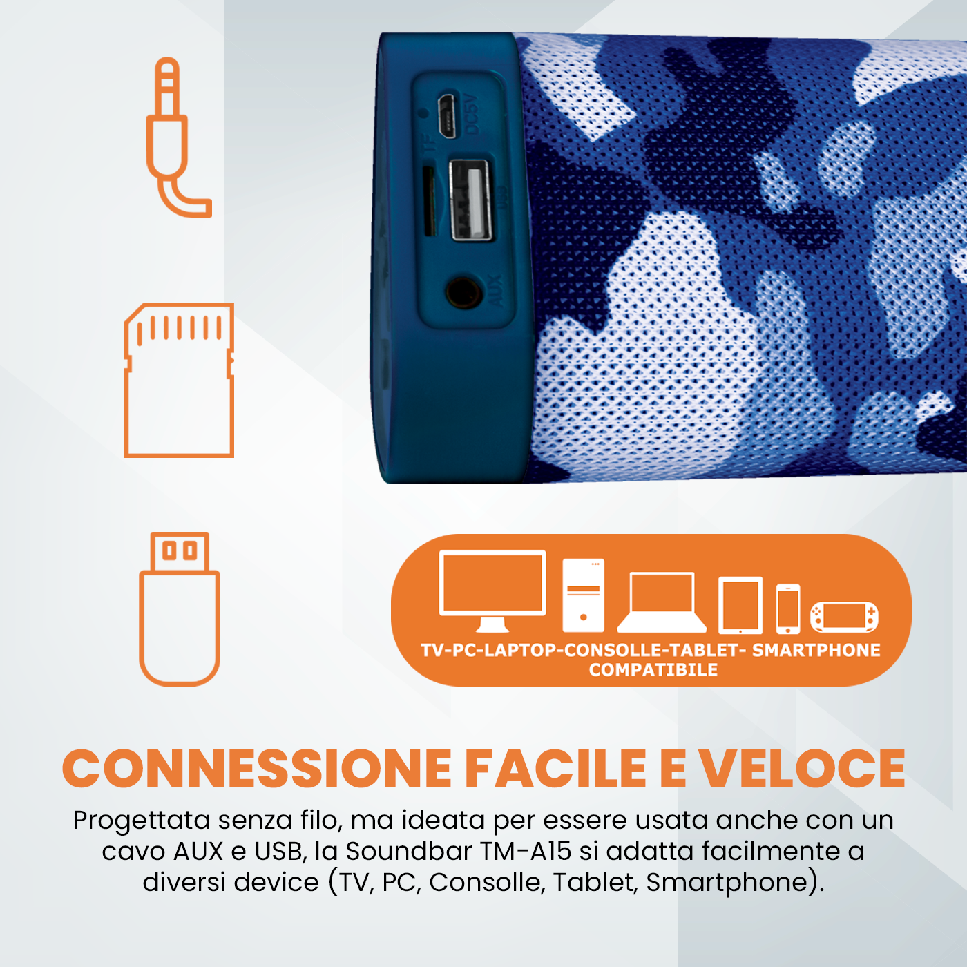 Techmade Soundbar wireless camouflage blue TM-A15-CAMB