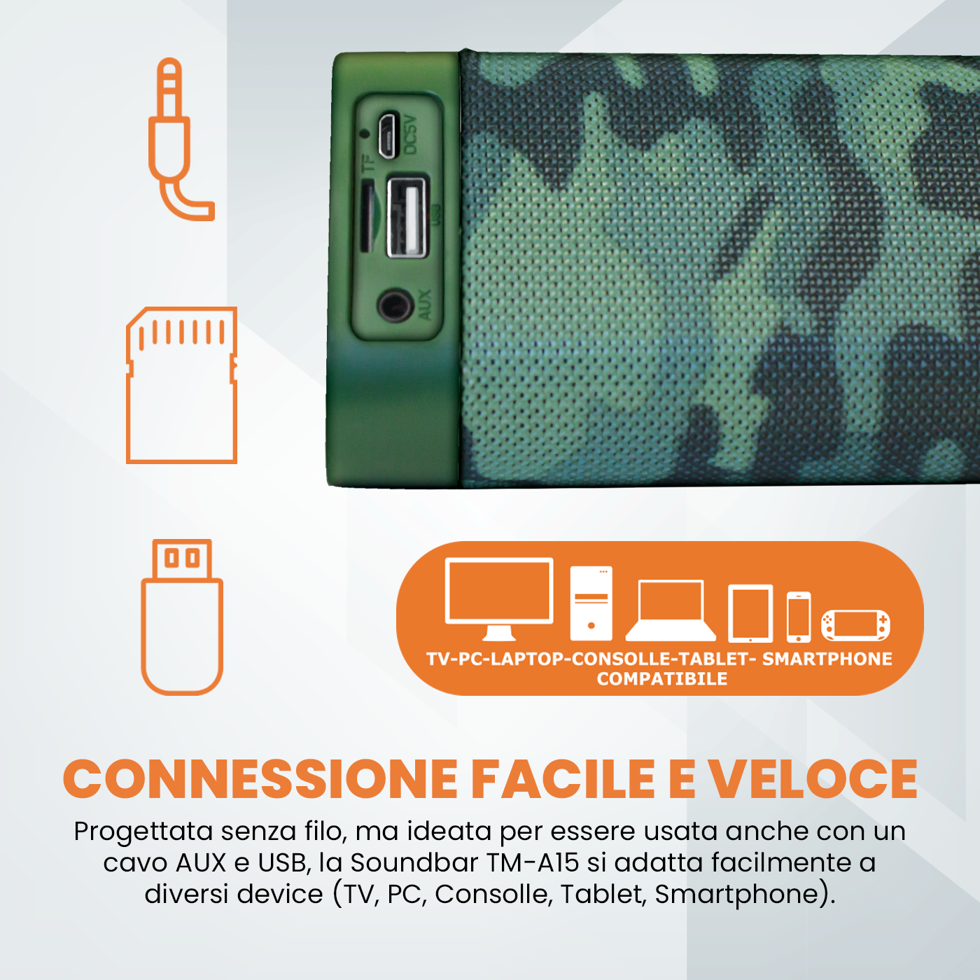 Techmade Soundbar wireless camouflage green TM-A15-CAMG
