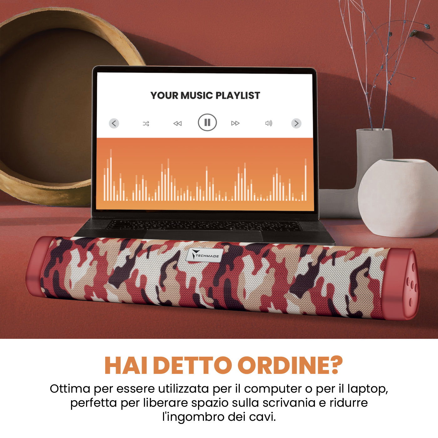 Techmade Soundbar wireless camouflage red TM-A15-CAMR