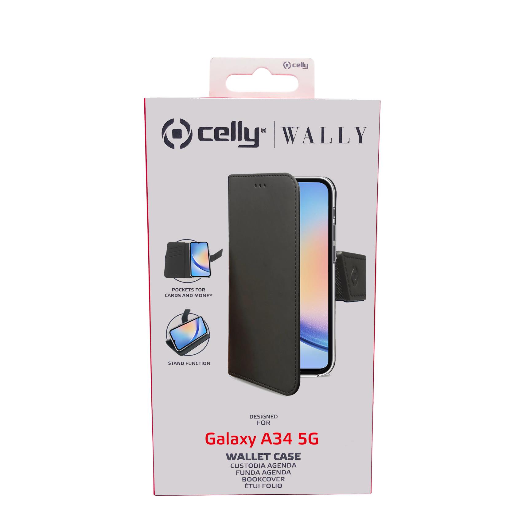 Custodia Celly Samsung A34 5G wallet case black WALLY1036