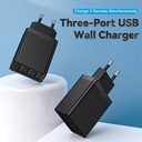 Vention Caricabatterie 12W 3 porte (USB) black FEAB0-EU