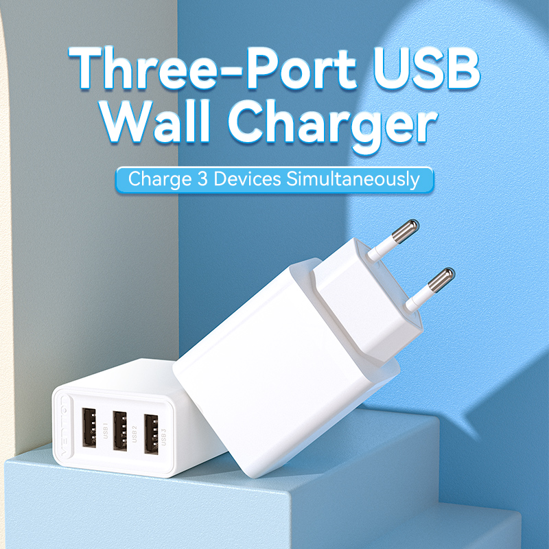 Vention Caricabatterie 12W 3 porte (USB) white FEAW0-EU