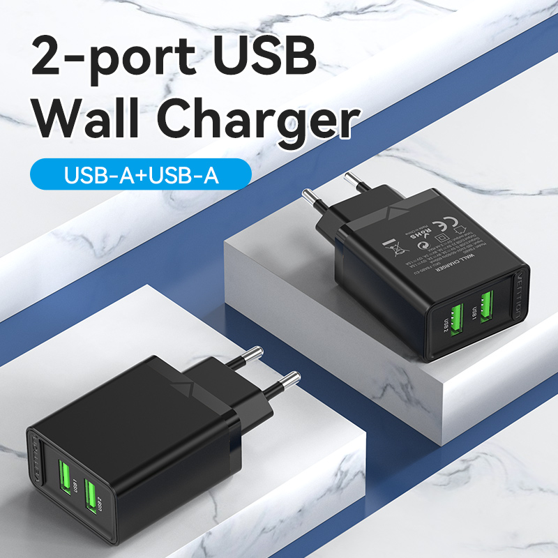 Vention Caricabatterie 18W 2 porte (USB) black FBAB0-EU