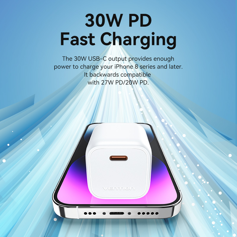 Vention Caricabatterie 30W Type-c GaN white FAKW0-EU