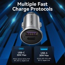 Vention Caricabatterie per Auto 30W 2 porte (USB) Mini alluminium gray FFFH0