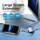 Vention Hub 7 in 1 Type-C con 1 HDMI, 3 USB 3.0, 1 Lettore SD, 1 TF, 1 Display Port 0.15mt aluminum gray TOJHB