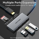 Vention Hub Type-C 5 in 1 con 1 HDMI, 3 USB 3.0, 1 Supporto TF/SD 0.15mt aluminum gray TOOHB