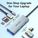 Vention Hub Type-C 7 in 1 con 1 HDMI, 3 USB 3.0, 1 Supporto TF/SD, 1 Display Port 0.15mt TOPHB