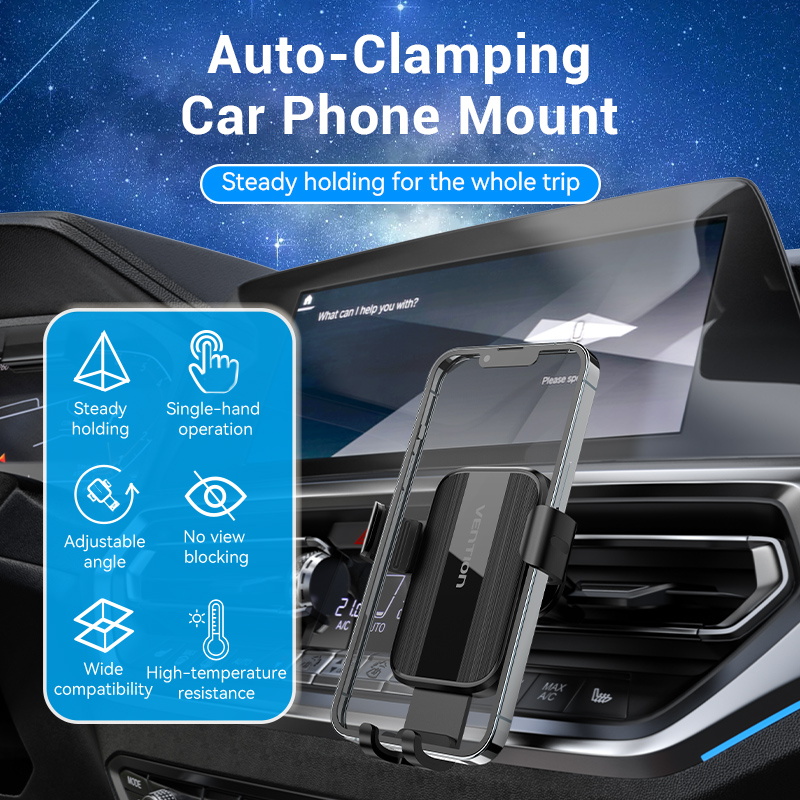 Vention Supporto per Auto con chiusura automatica black KCTB0