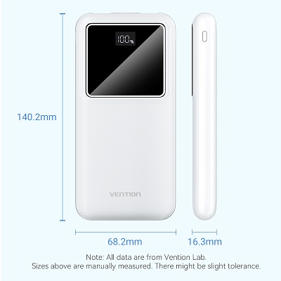Vention Power Bank 10000mAh 22.5W con Display LED White FHKW0