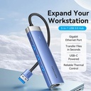 Vention Hub 5 in 1 con 3 Porte USB, 1 RJ45, 1 USB-C 0,15 mt Blue Aluminum Alloy Type TGFSB
