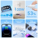Vention Caricabatterie 20W USB-C GaN con Cavo Dati Type-C to Lightning 1 mt White TZ-FEPW0-EU-02