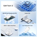 Vention Caricabatterie 30W 2 Porte (USB + USB-C) GaN con Cavo Dati Type-C to Type-C 1 mt White TZ-FEQW0-EU-01