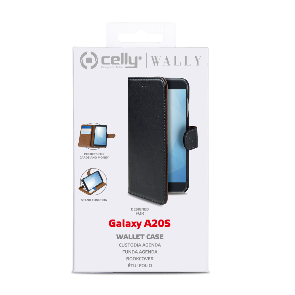 Custodia Celly Samsung A20s wallet case black WALLY880