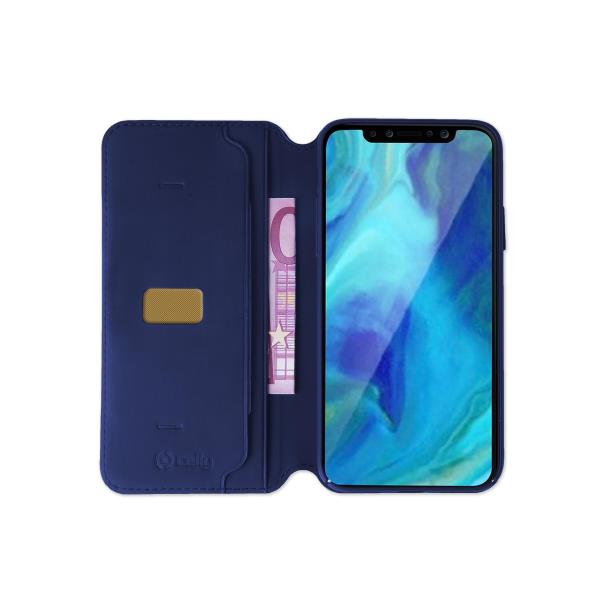 Custodia Celly iPhone Xr wallet case blue PRESTIGE998BL