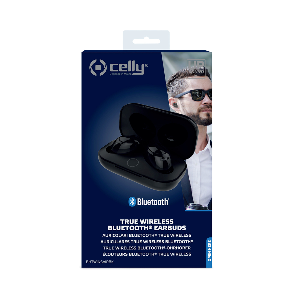 Auricolare bluetooth Celly BHTWINSAIRBK Headset BH Twins air black