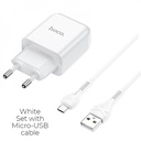Caricabatteria USB Hoco 2.1A + cavo MicroUsb white N2.M