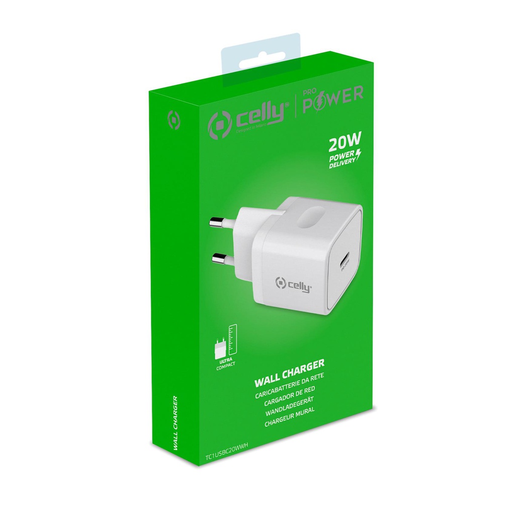Caricabatteria USB-C Celly 20W TC1USBC20WWH