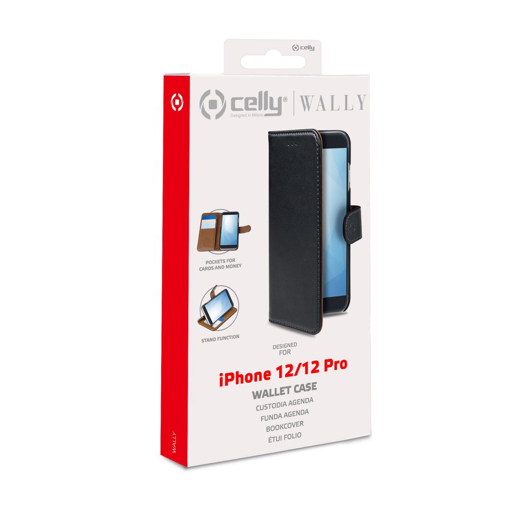 Custodia Celly iPhone 12 iPhone 12 Pro wallet case black WALLY1004