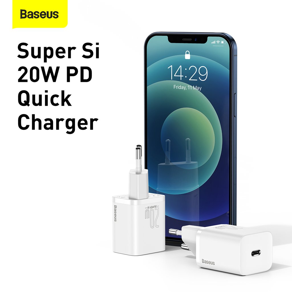 Caricabatteria USB-C Baseus 20W super-si QC CCSUP-C02 white