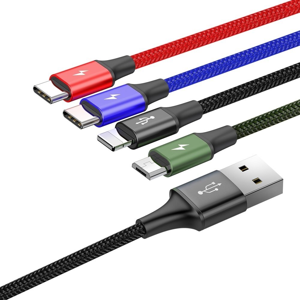 Cavo dati 4in1 Baseus MicroUsb, 2x Type-C, Lightning 1,2 mt CA1T4-B01 black